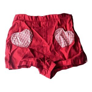 Baby Girl Red & White Heart Pocket Shorts Size 18M Elastic Waist Soft Cotton
